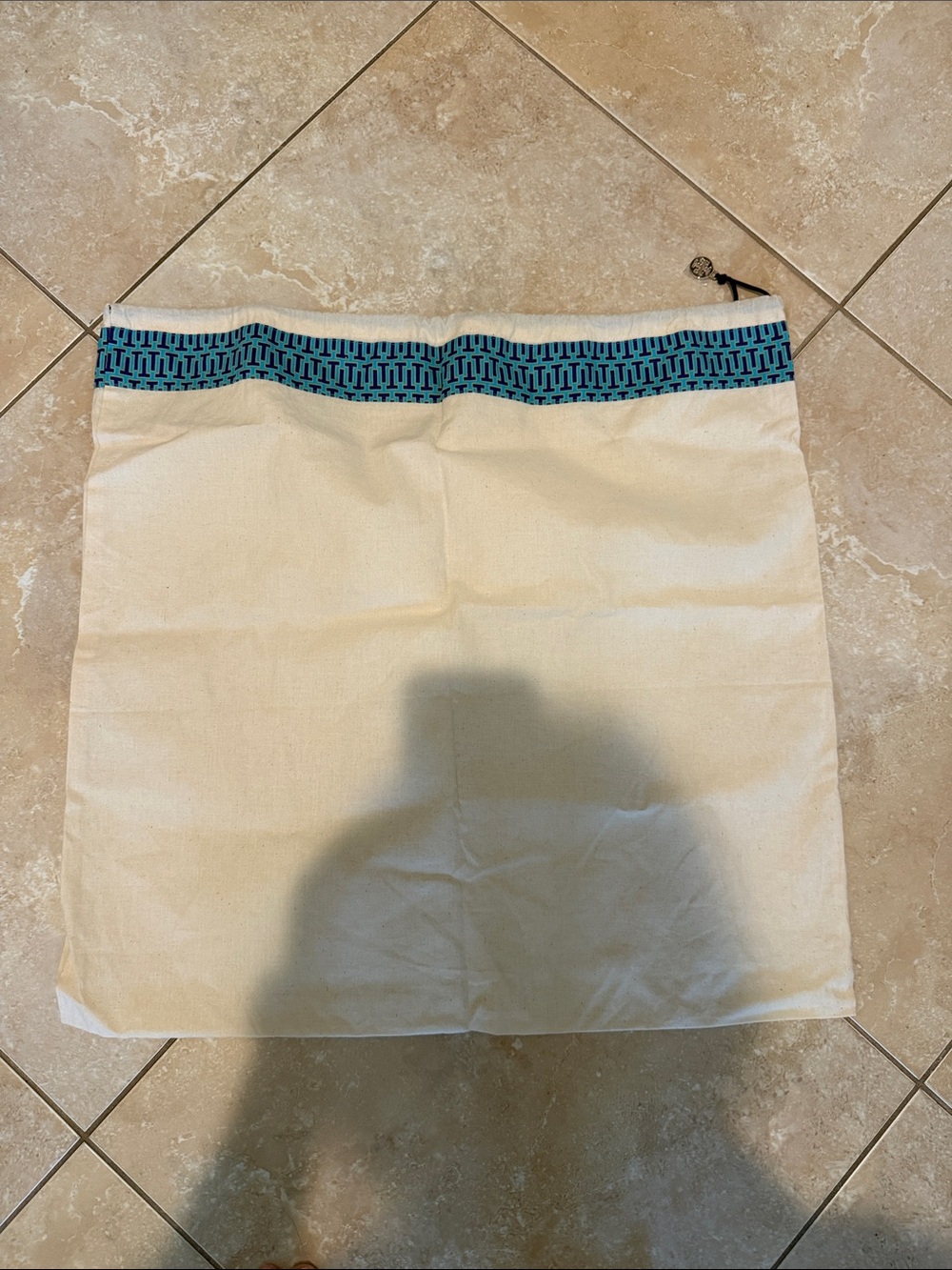 Tory Burch Cream Mini Skirt with Teal Waist Trim